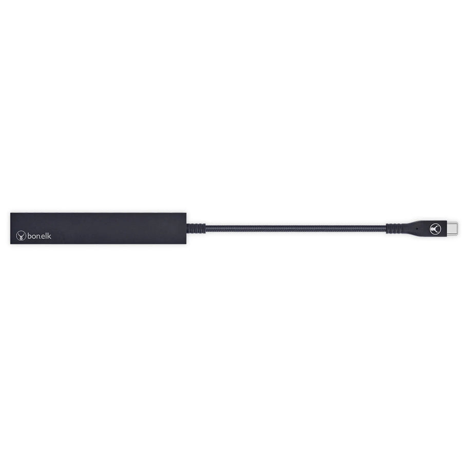 Bonelk Long-Life USB-C to 4 Port USB 3.0 Slim Hub - Black