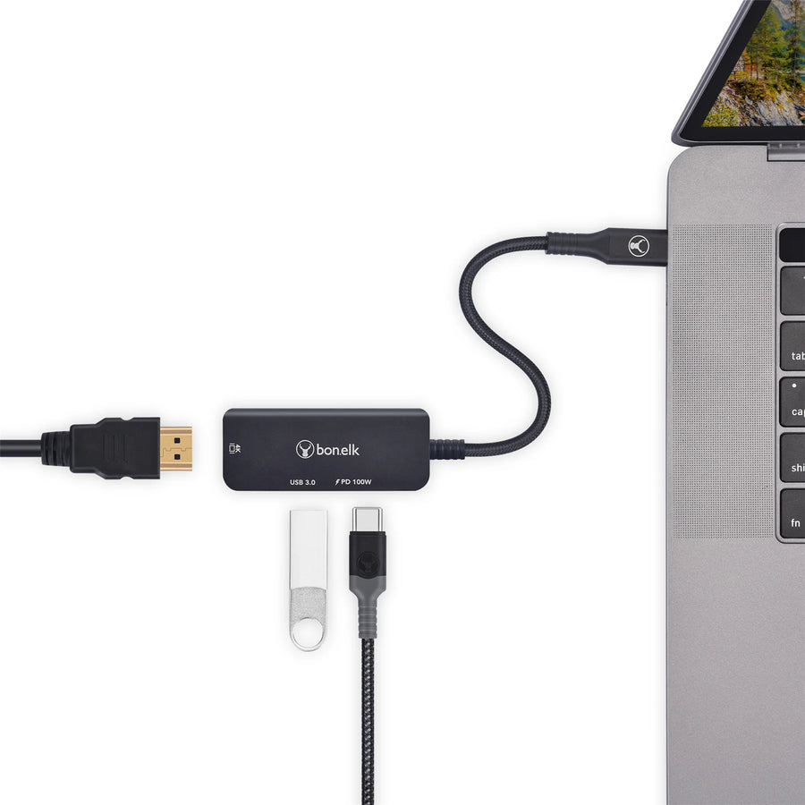 Bonelk Long-Life  3-in-1 Multiport Hub - Black