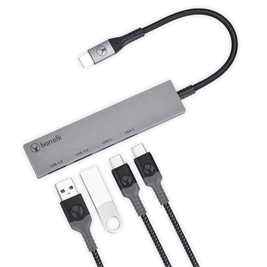 Bonelk Long-Life USB-C 4-in-1 Multiport Slim Hub – Grau