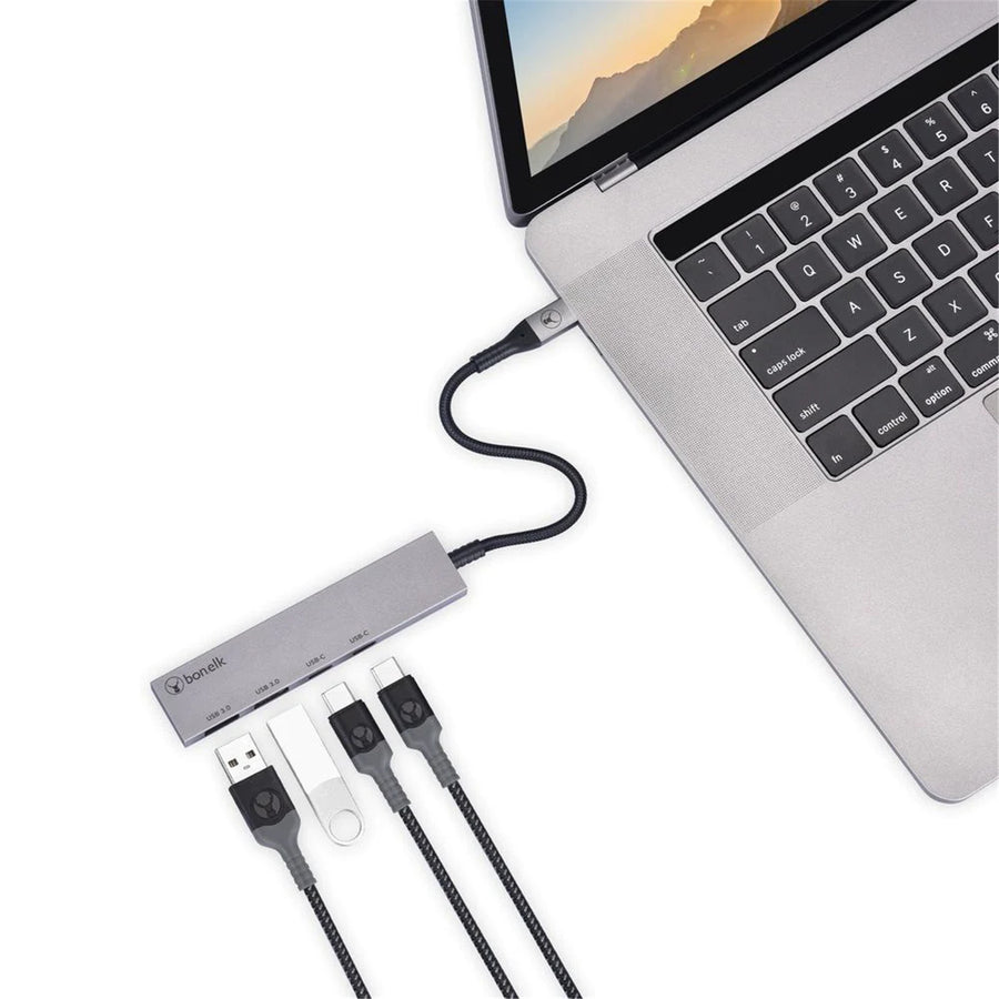 Bonelk Long-Life USB-C 4-in-1 Multiport Slim Hub – Grau