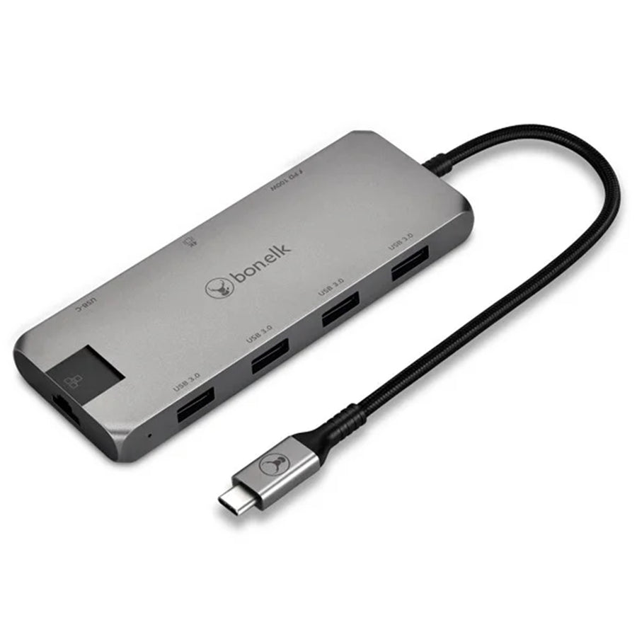 ELK-80057-R - Bonelk Long-Life USB-C to 8-in-1 Multiport Hub (Space Grey)