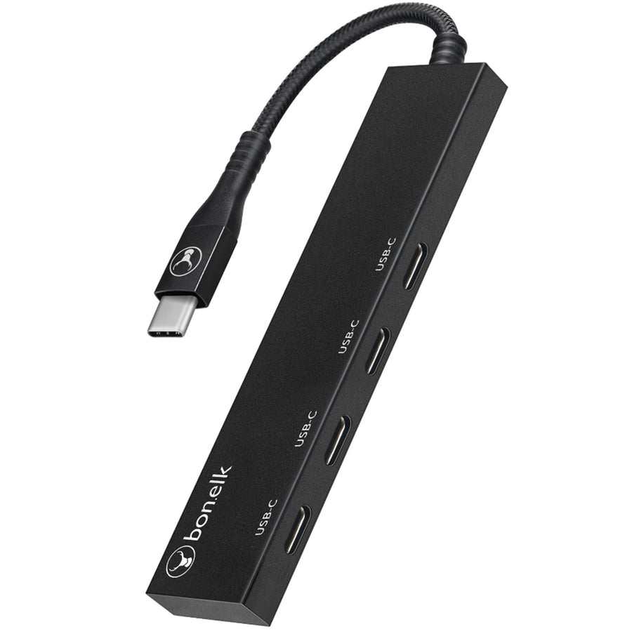 Bonelk Long-Life USB-C auf 4-Port USB-C 3.0 Slim Hub – Schwarz