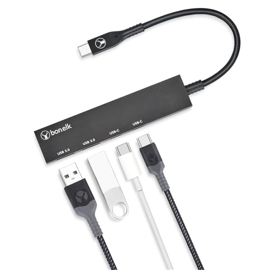 ELK-80059-R - Bonelk Long-Life USB-C 4-in-1 Multiport Slim Hub (Black)