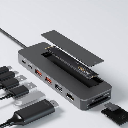 mbeat MB-UCD-HS9  Elite 9-in-1 USB-C Multiport Hub with Built-in M.2 NVMe SSD Enclosure