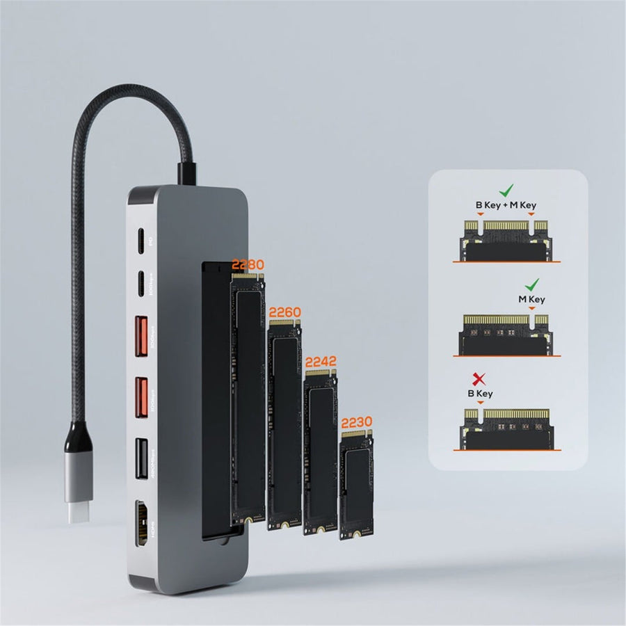 mbeat MB-UCD-HS9  Elite 9-in-1 USB-C Multiport Hub with Built-in M.2 NVMe SSD Enclosure