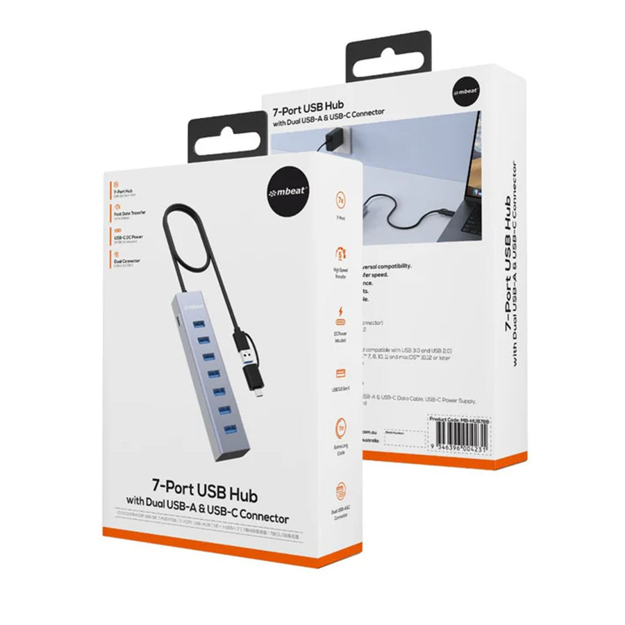 MB-HUB788 - mbeat 7-Port USB Hub with Dual USB-A & USB-C Connector