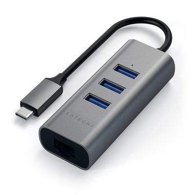 ST-TC2N1USB31AM - Satechi USB-C 2-in-1 USB 3.0 3-Port Hub & Ethernet - Space Grey