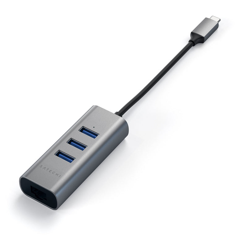 ST-TC2N1USB31AM - Satechi USB-C 2-in-1 USB 3.0 3-Port Hub & Ethernet - Space Grey