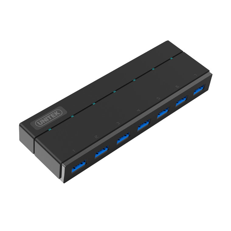 Unitek Y-3184 - USB 3.0 7-Port Hub w/ 1.5A Charging Per Port. Super Speed Data Transfer up to 5Gbps. LED
