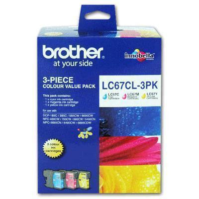 B67CMY - Brother LC67 CMY Colour Pack