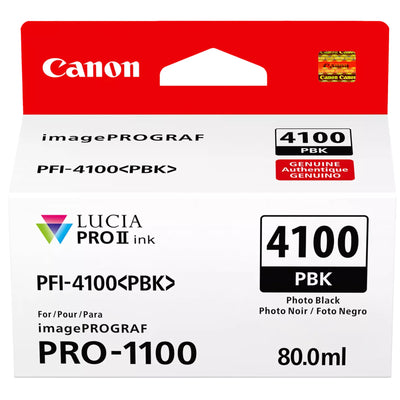 Canon Lucia Pro 225610 PFI-4100 80ml Ink - Photo Black for Canon imagePROGRAF PRO1100