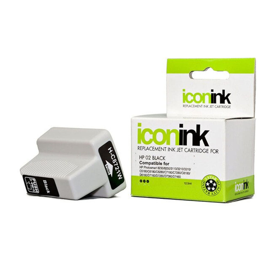 IHP02B - Okin Compatible HP 02 Black Ink Cartridge (C8721WA