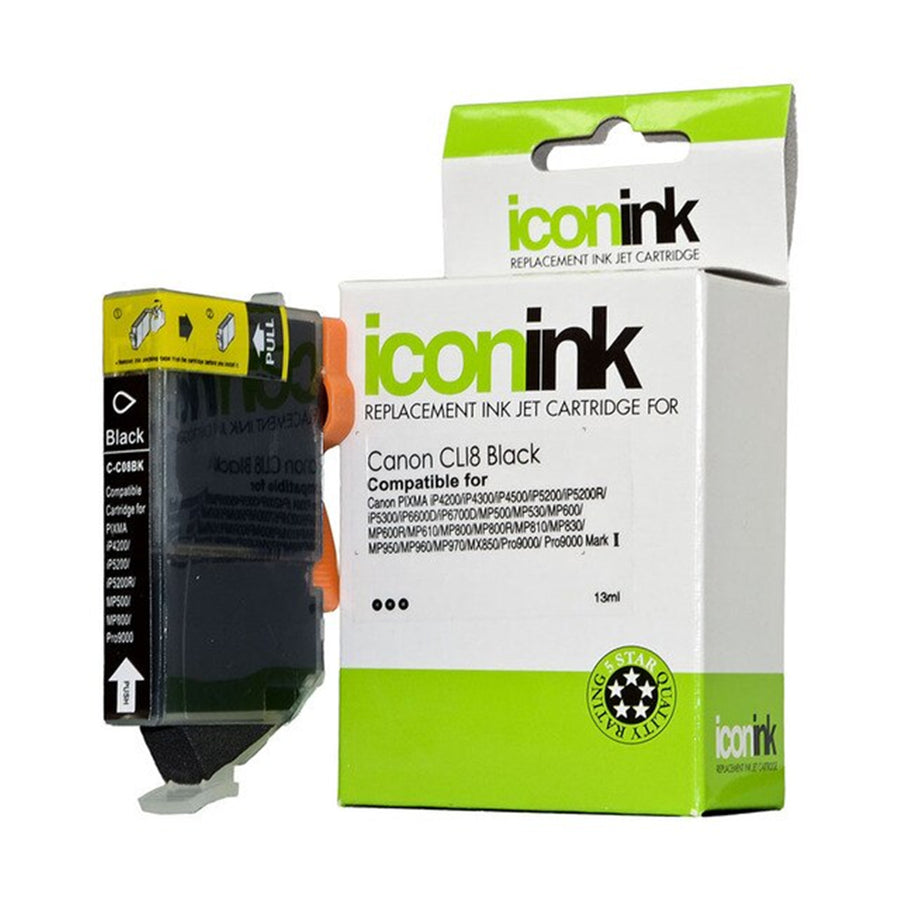 Okin ICCLI8B - Icon Compatible Canon CLI8 Black Ink Cartridge