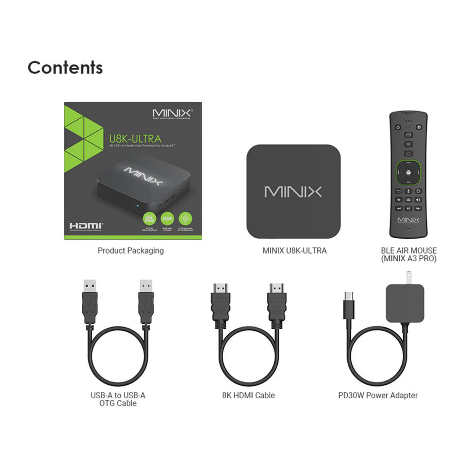 MINIX UHD Al Media Hub U8K-ULTRA 8K UHD 8G/128GB/Android/Wifi 6