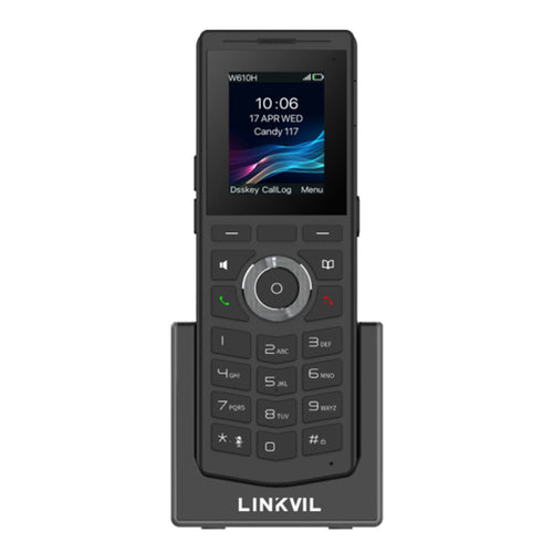 Fanvil LIN-W610H LINKVIL Cordless Multi-cell System Phone Designed to pair with the W710H. Built-in Bluetooth 5.0, supports up to 8 hours of talk time or 160 hours of standby, and has a 1900mAh rechargeable battery.