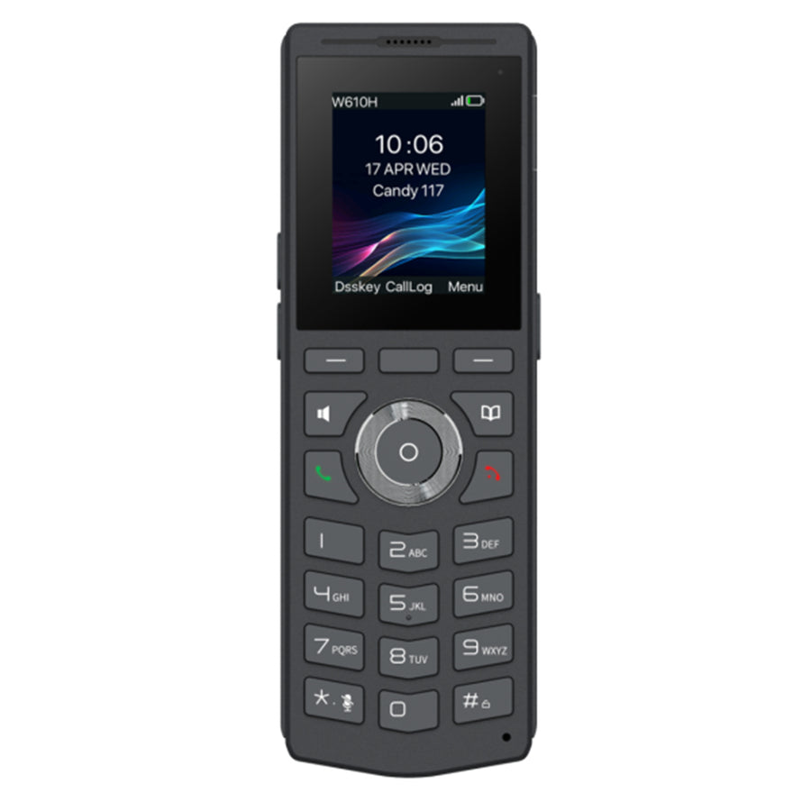 Fanvil LIN-W610H LINKVIL Cordless Multi-cell System Phone Designed to pair with the W710H. Built-in Bluetooth 5.0, supports up to 8 hours of talk time or 160 hours of standby, and has a 1900mAh rechargeable battery.