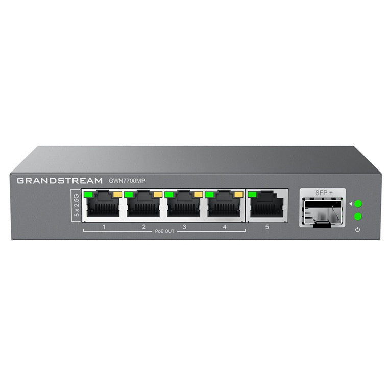 GWN7700MP - Grandstream GWN7700MP Unmanaged 2.5 MultiGigabit Switch with 5 x 2.5 GigE (4 x PoE), 1 x SFP+