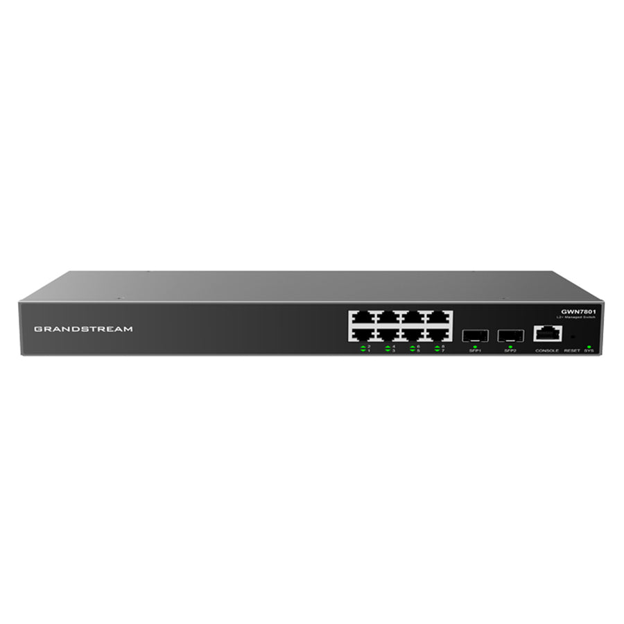 Grandstream GWN7801 10-Port Gigabit L2+ Managed Switch 1G SFP x2 / 1GbE x8