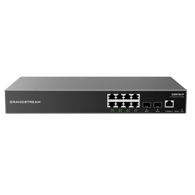 Grandstream GWN7801P 10-Port Gigabit L2+ Managed PoE Switch (150W) 1G SFP x2 / 1GbE PoE+ x8