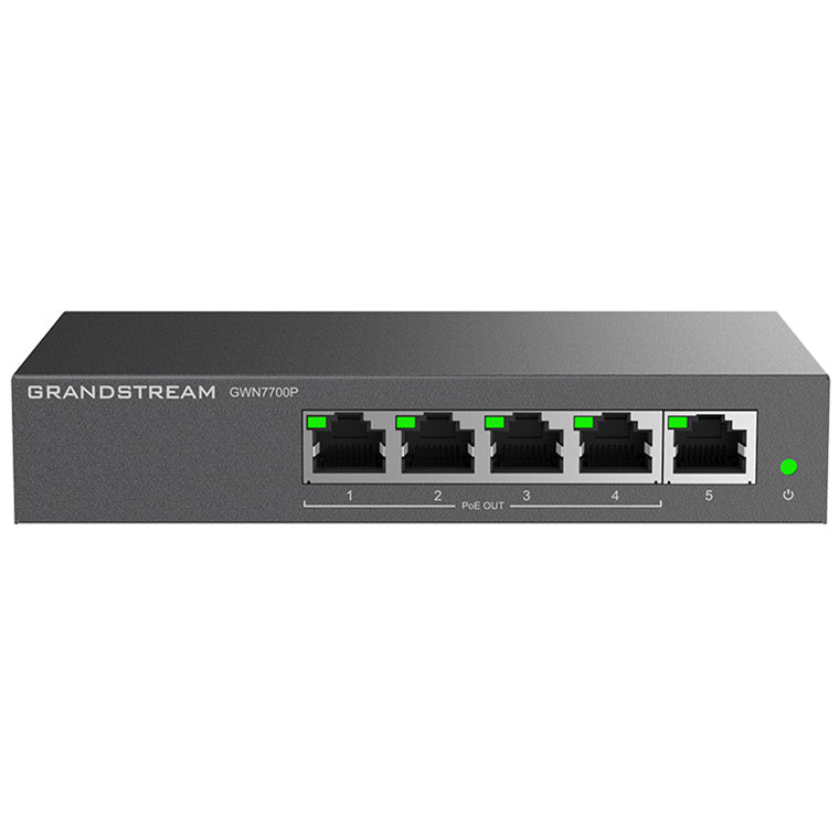 Grandstream GWN7700P 5-Port Gigabit Unmanaged PoE Switch (60W) - 1GbE PoE+ x4