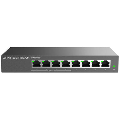 Grandstream GWN7701P 8-Port Gigabit Unmanaged PoE Switch (60W) - 1GbE x4 / 1GbE PoE+ x4