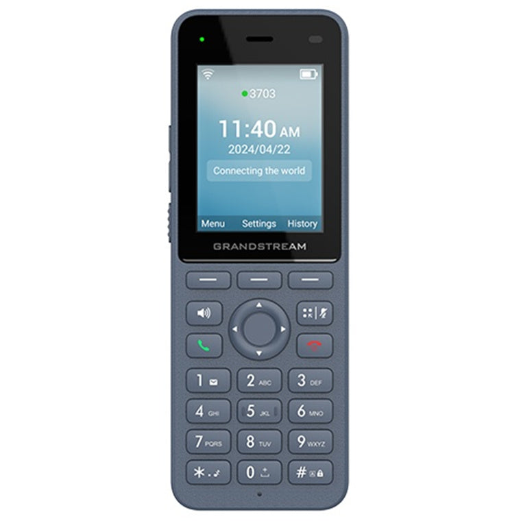 Grandstream WP826 Cordless Wi-Fi IP Phone 2.4" Color LCD / Dual-band Wi-Fi 6 / 3 SIP Accounts / 5-way Audio Conferencing / Bluetooth 5.0 / USB-C Fast Charging / 12-hour Talk Time