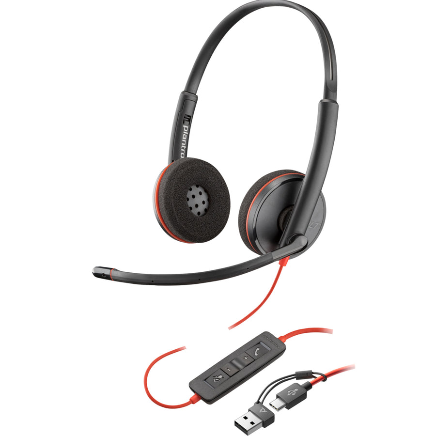 HP Poly Blackwire 3220 USB-C/A Wired On-Ear Headset - UC Certified