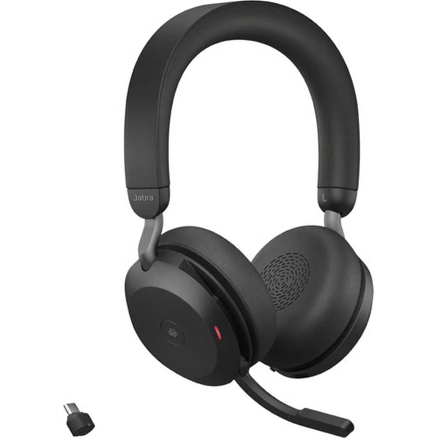 Jabra Evolve2 75 Bluetooth On-Ear Active Noise Cancelling Headset with Charging Stand - Teams Certified