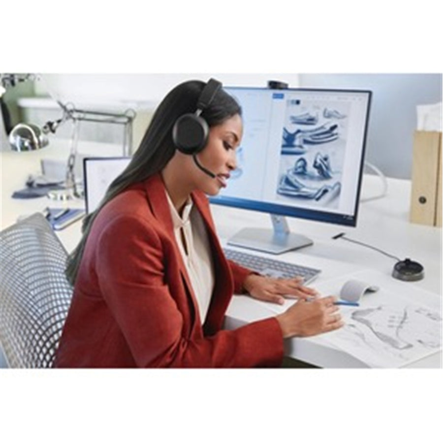 Jabra Evolve2 75 Bluetooth On-Ear Active Noise Cancelling Headset with Charging Stand - Teams Certified