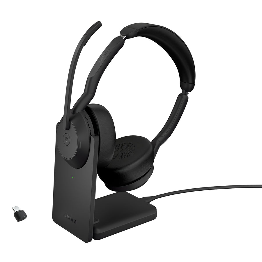 Jabra  Evolve2 55 Bluetooth On-Ear Active Noise Cancelling Headset with Stand - Teams Certified