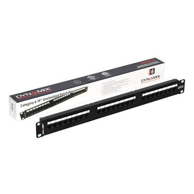 DYNAMIX PP-C6-24L - 24 Port 19'' Cat6 UTP Patch Panel plastic labelling kit. T568A & T568B Wiring. 1RU