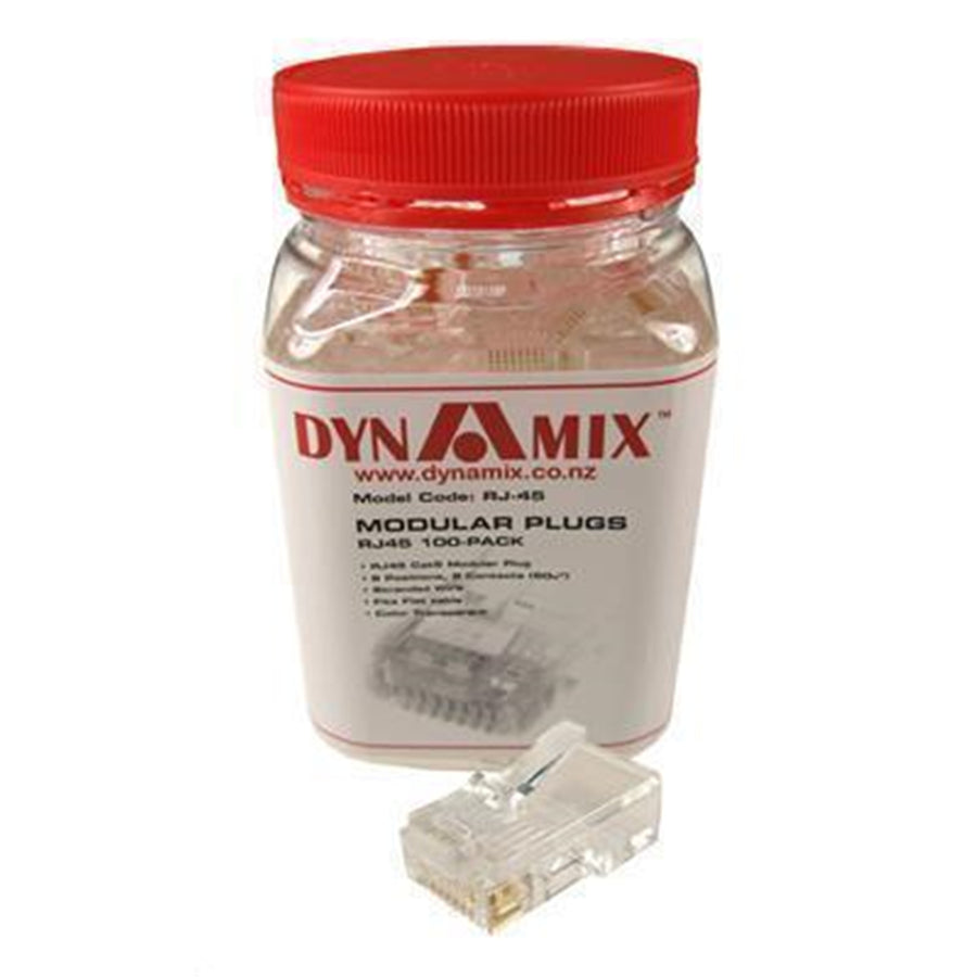 DYNAMIX RJ-45-JAR - RJ45 Plug 100pc Jar 8P8C Modular Plug 50 Micron Flat Stranded