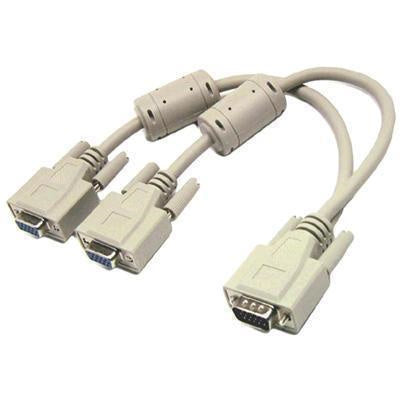 DYNAMIX VGA201-A - 0.15m VGA Splitter Cable. (HD DB15M to 2x DB15F) Connect Dual VGA monitors