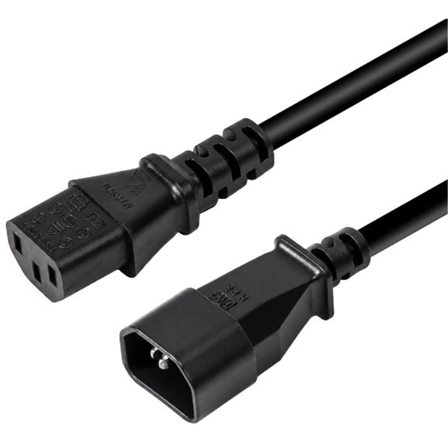 C-POWERC-X0 - DYNAMIX 0.5M IEC Male to Female 10A SAA Approved Power Cord. (C14 to C13) 1.0mm copper core. BLACK Colour.