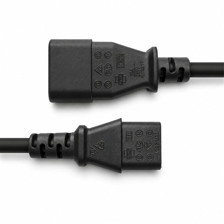 C-POWERC-X0 - DYNAMIX 0.5M IEC Male to Female 10A SAA Approved Power Cord. (C14 to C13) 1.0mm copper core. BLACK Colour.
