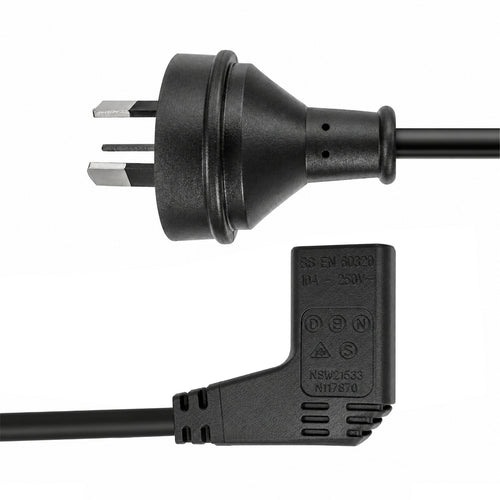 Dynamix  C-POWERCR 10A 3 Pin Plug to Right Angled IEC C13 Power Cord - 2m - Black