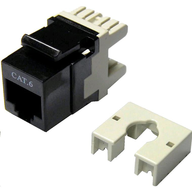 Dynamix FP-C6-008 Cat6 Keystone RJ45 Buchse für 110er Frontplatte – T568A/T568B Verdrahtung – 180 Slimline Buchse – Farbe Schwarz