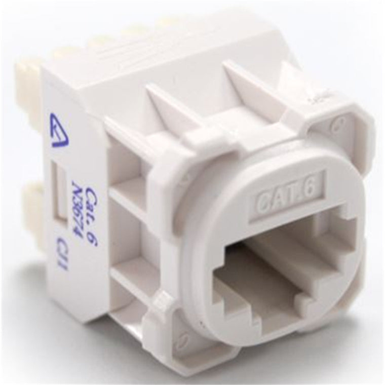 AMDEX FP-C6-005 Buchse für AMDEX Frontplatten - AMDEX Stil - Farbe Weiß - Nur zur Verwendung mit RJ45-Steckern empfohlen - Nur T568A Verdrahtung