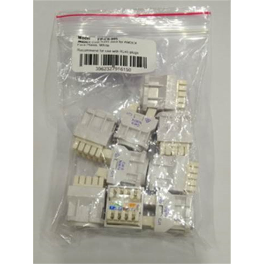 AMDEX FP-C6-005 Jack for AMDEX Face Plates - AMDEX style - White Colour - Recommend for use with RJ45 plugs only - T568A Wiring Only