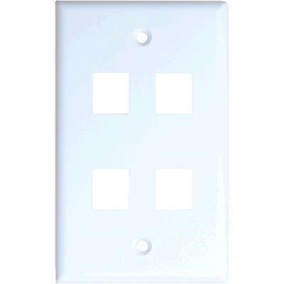 DYNAMIX FP-110-QUAD - Quad Port Face Plate for RJ45 110 Keystone Jacks NOTE Jack Pins at Top of Plate