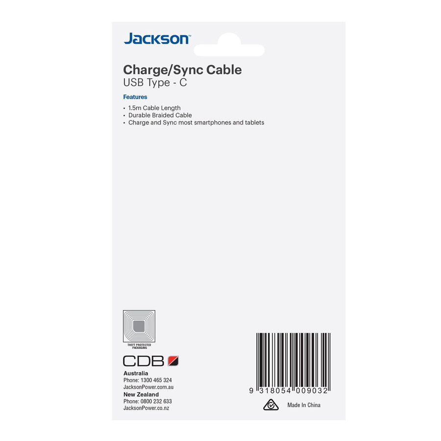 Jackson  AV1117  USB-A to USB-C Cable - 1.5m - Black