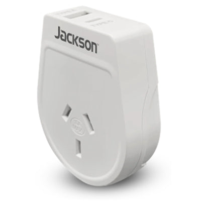 Jackson  PTA8809USBMC Slim Outbound Travel Adaptor - 1x USB-A & 1x USB-C (2.1A) Charging Ports