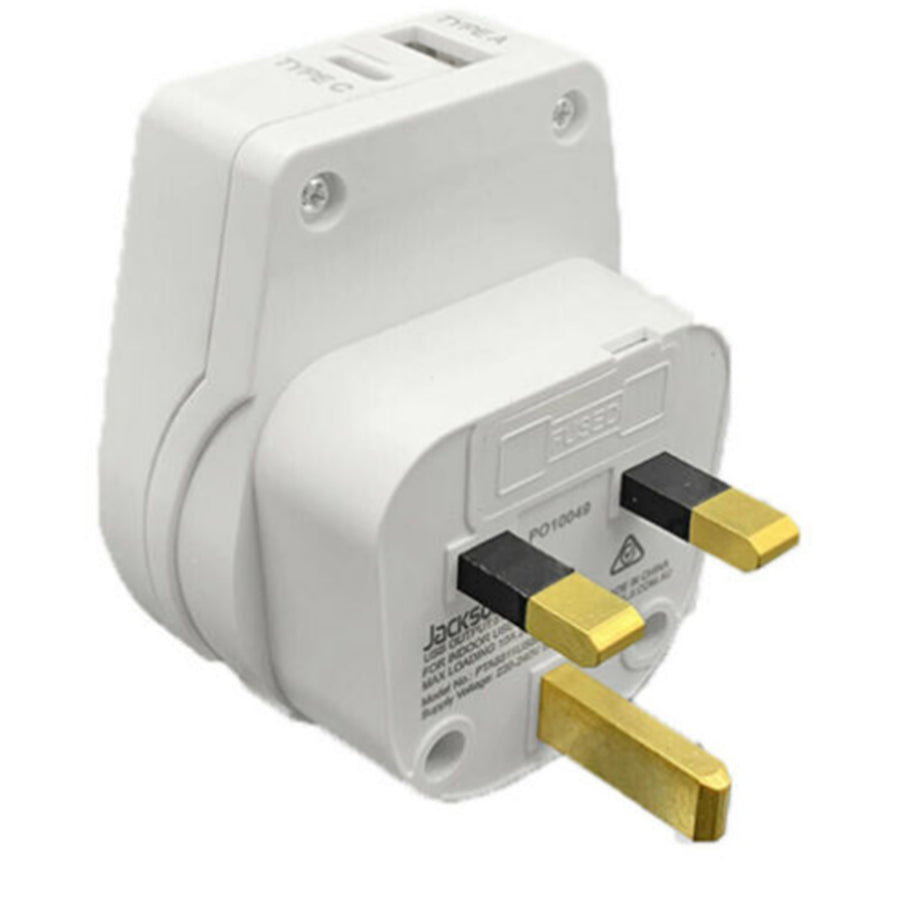 Jackson  PTA8811USBMC  Slim Outbound Travel Adaptor 1x USB-A & 1x USB-C (2.1A) Charging Ports