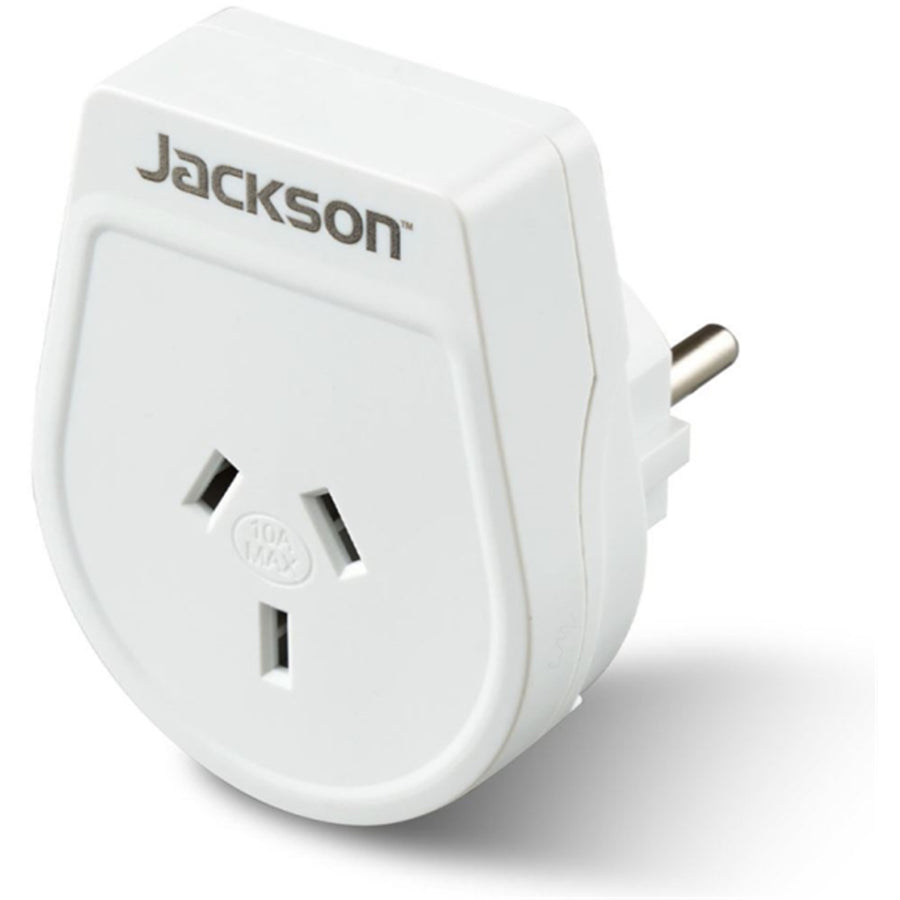 JACKSON Slim Outbound Travel Adaptor for use in Europe/Bali 3-Pin NZ/AUS Plugs.