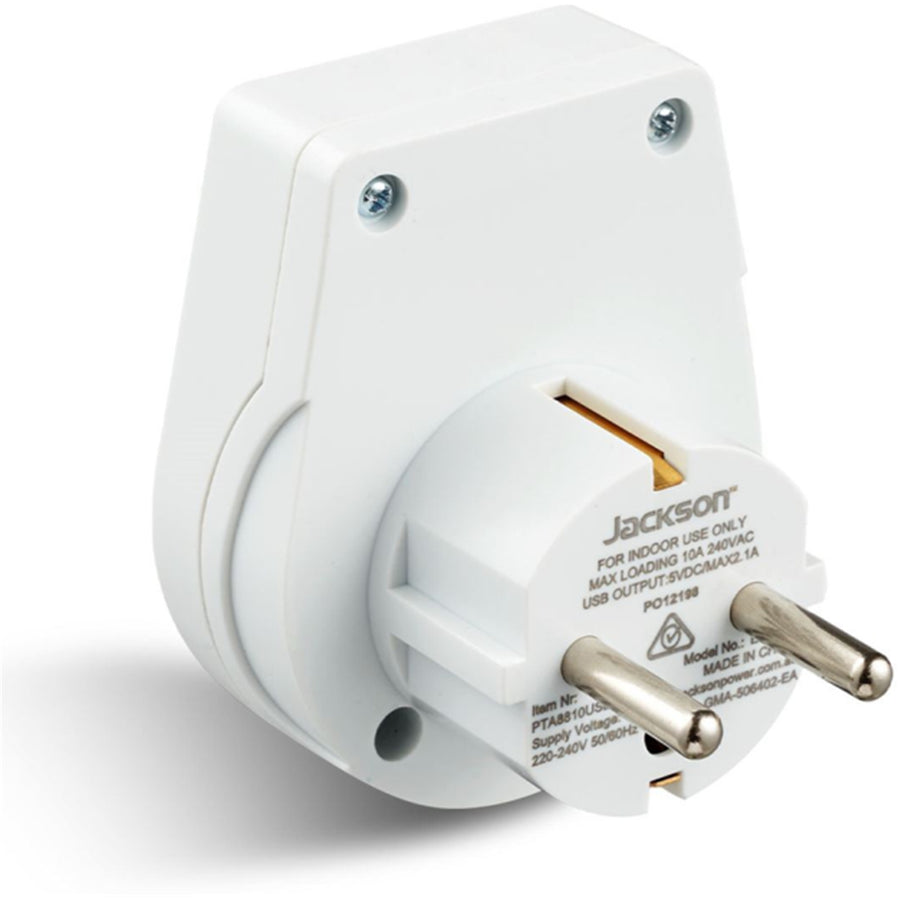 JACKSON Slim Outbound Travel Adaptor for use in Europe/Bali 3-Pin NZ/AUS Plugs.