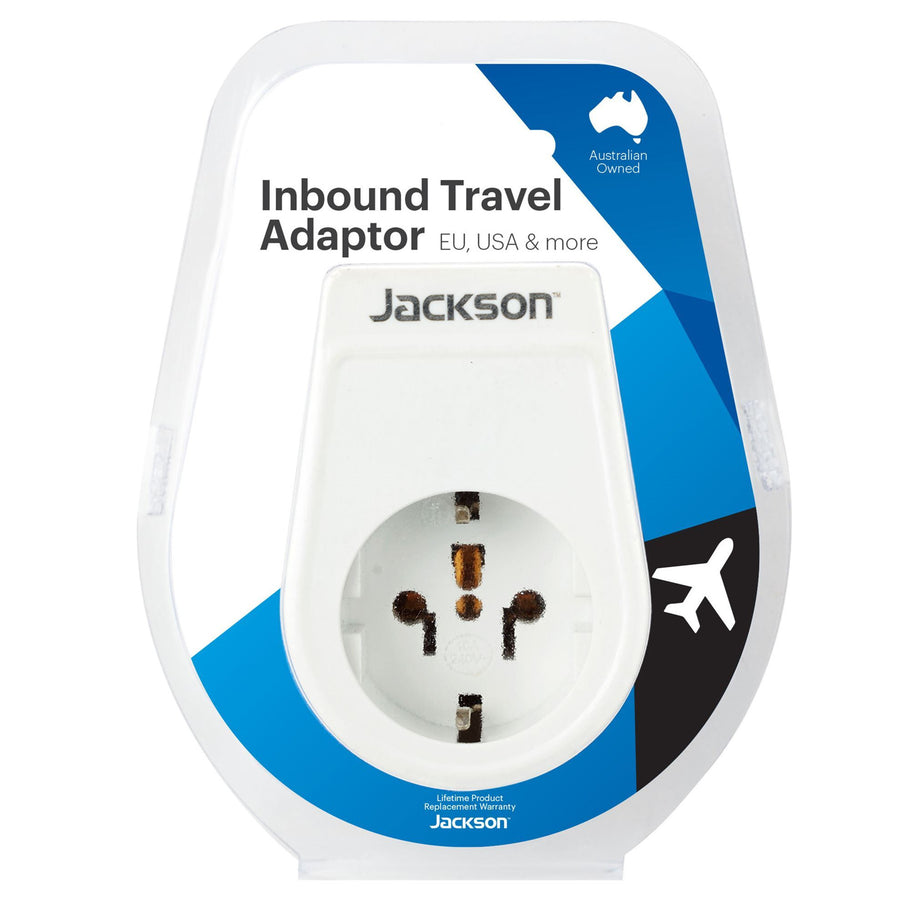 Jackson PTA929M  Slim Inbound Travel Adaptor for use in NZ/AUS - Europe, USA and Parts of AsiaPlugs