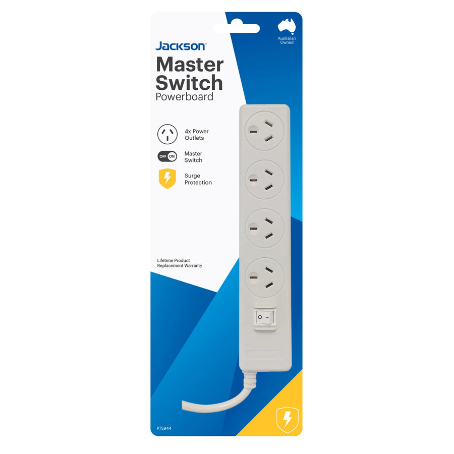 Jackson PT5944 Master Switched 4 Way Surge Protected Powerboard