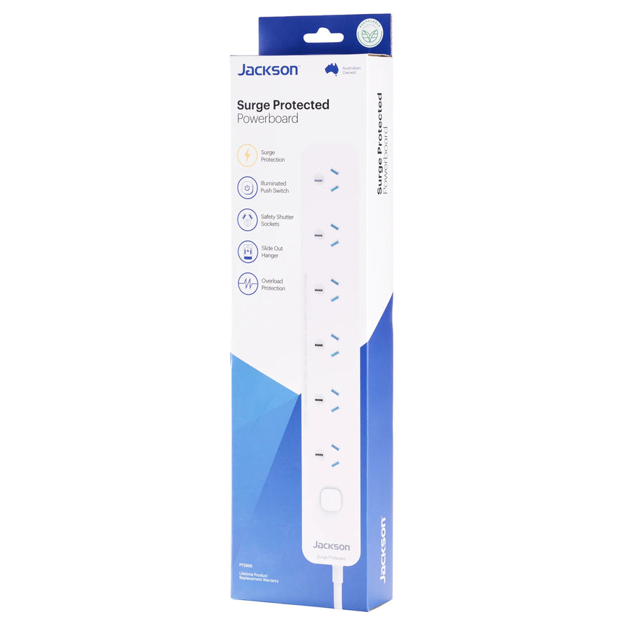 Jackson PT5966 Master Switched 6 Way Surge Protected Powerboard