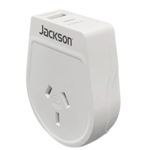 JACKSON PTA8809USBPD – Reiseadapter 20W PD, USB-A/C Anschlüsse, NZ/AUS Stecker zur Verwendung in den USA, Kanada und weiteren Ländern