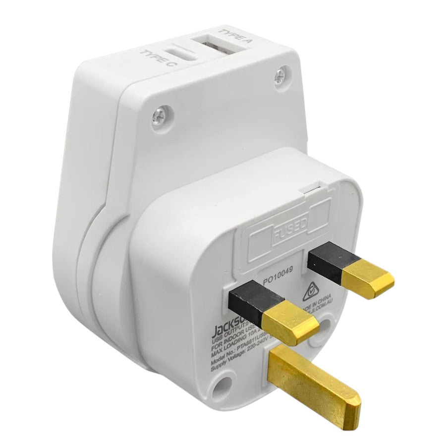 JACKSON PTA8811USBPD - Outbound 20W PD Travel Adapter USB-A/C Ports NZ/AUS Plugs for use in UK Hong Kong and more